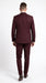 Men’s Burgundy Regular Fit Suit with Vest, Formal Wedding Prom Dress Suit
