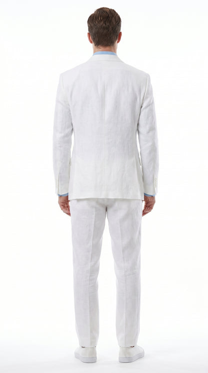 Men’s White Double Breasted Suit with Jacket and Pants, Formal Wedding Dress Suit