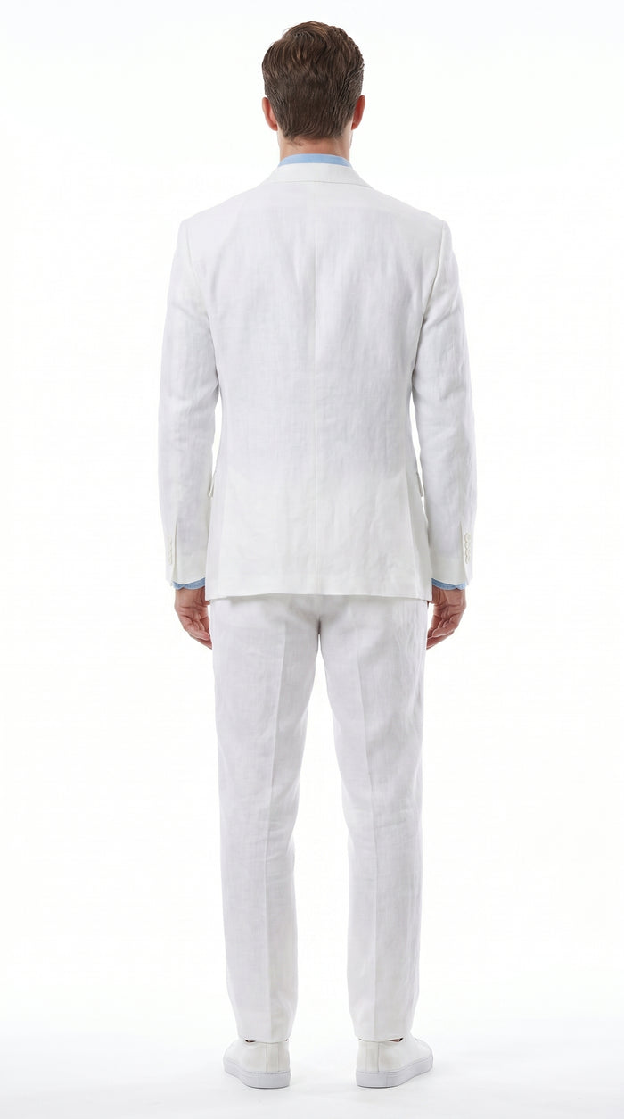 Men’s White Double Breasted Suit with Jacket and Pants, Formal Wedding Dress Suit