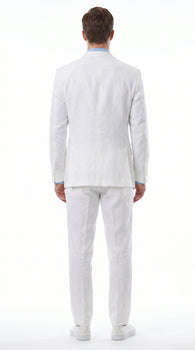 Men’s White Double Breasted Suit with Jacket and Pants, Formal Wedding Dress Suit