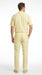 Men’s Cream 100% Linen Walking Suit, Short Sleeve Shirt and Matching Pants Casual Summer Set