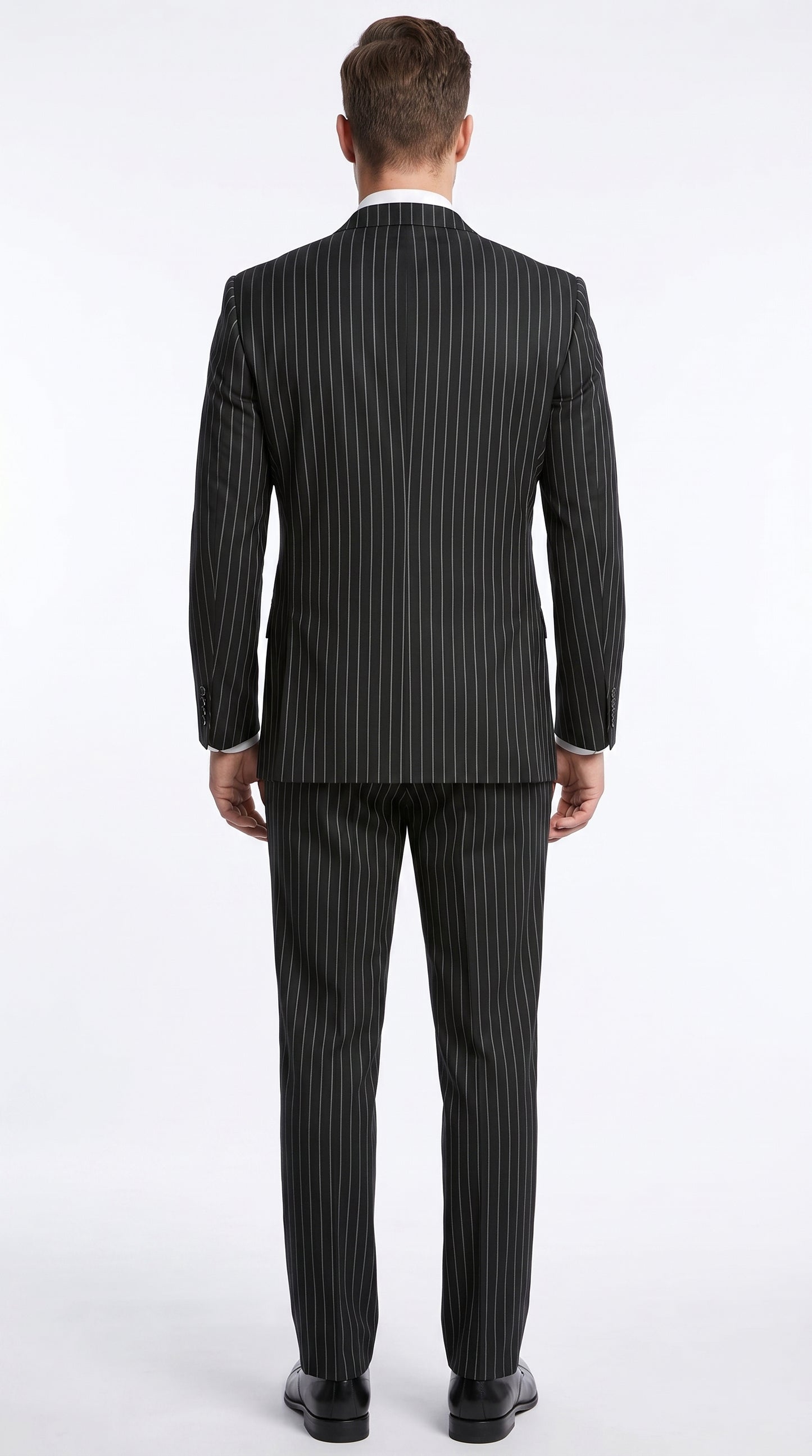 Men’s Black Double Breasted Bold Pinstripe Suit – Gangster Style Formal Dress Suit Modern Fit
