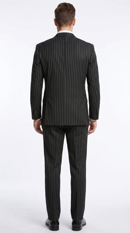 Men’s Black Double Breasted Bold Pinstripe Suit – Gangster Style Formal Dress Suit Modern Fit