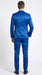 Men’s Shiny Metallic Blue Sharkskin Suit, Single Breasted Formal Wedding Prom Dress Suit Set