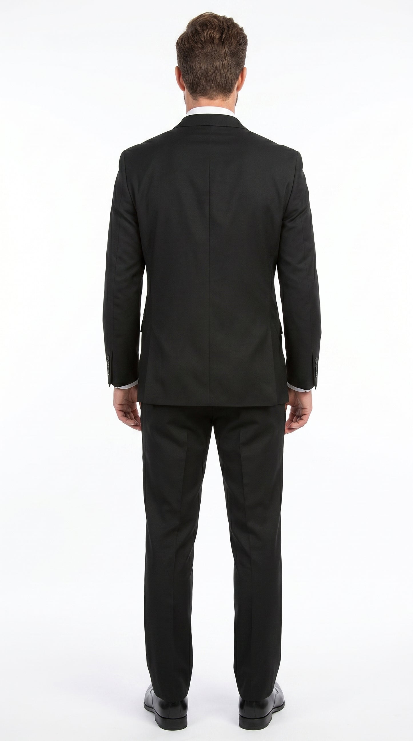 Men’s Black 2 Button Poplin Suit, Formal Wedding Business Church Dress Suit Set Modern Fit