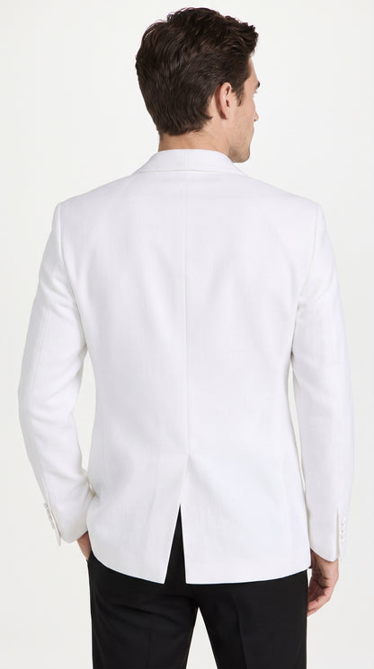 Men’s White Dinner Jacket with Shawl Lapel, Formal Wedding Prom Tuxedo Blazer