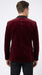 Men’s Burgundy Velvet Tuxedo Blazer with Black Satin Lapel, Crushed Velour Formal Sport Coat
