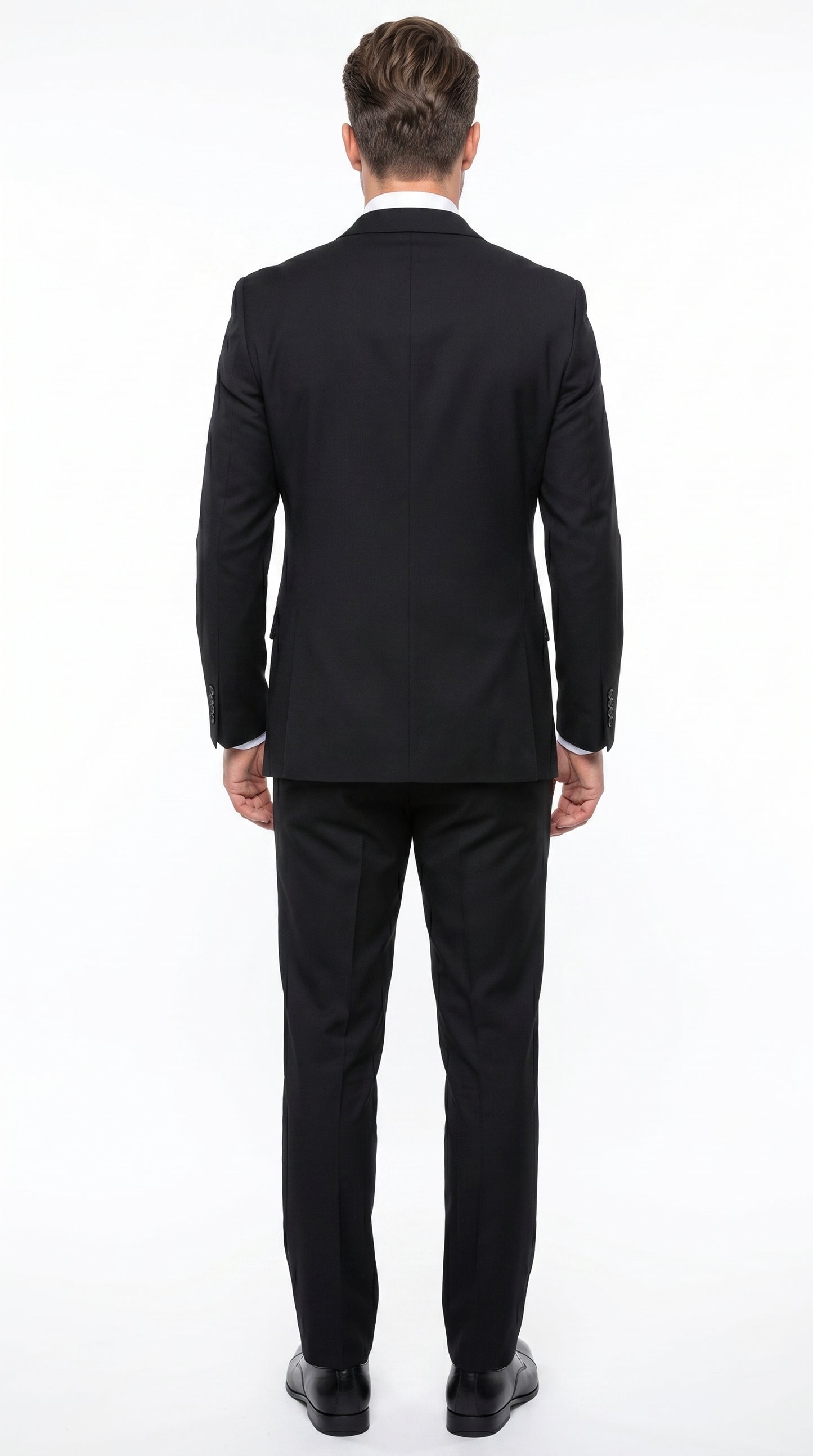 Men’s Black 3 Piece 2 Button Suit, Vested Formal Wedding Business Dress Suit Set
