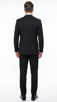 Men’s Black 3 Piece 2 Button Suit, Vested Formal Wedding Business Dress Suit Set