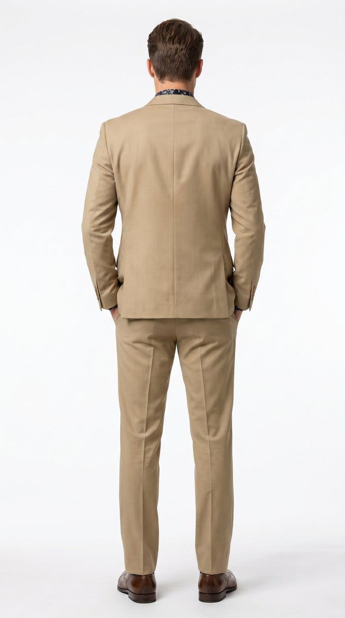 Men’s Khaki Stone 2 Button Business Suit, Regular Classic Fit Clearance Sale Dress Suit