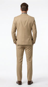 Men’s Khaki Stone 2 Button Business Suit, Regular Classic Fit Clearance Sale Dress Suit