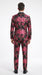 Men’s Fuchsia Pink and Black Floral Paisley Prom Tuxedo Suit, Shawl Lapel Wedding Party Formal Wear