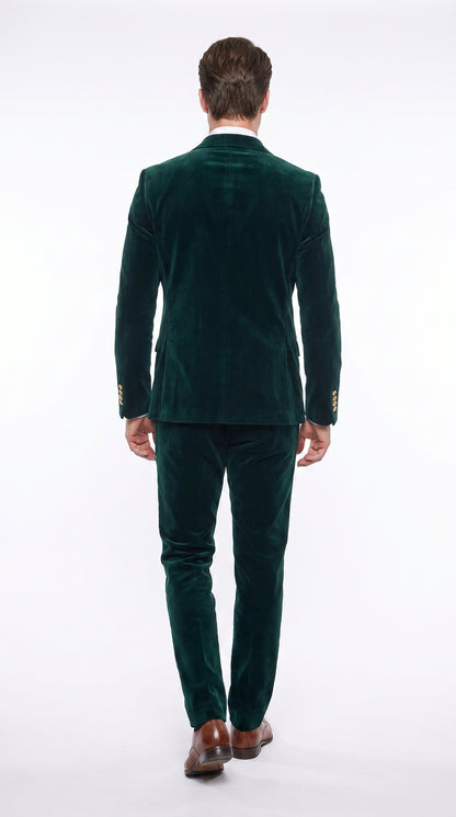 Men’s Rossi Man Zeus Emerald Green Velvet Double Breasted Tuxedo Suit, Formal Wedding Prom Dinner Suit