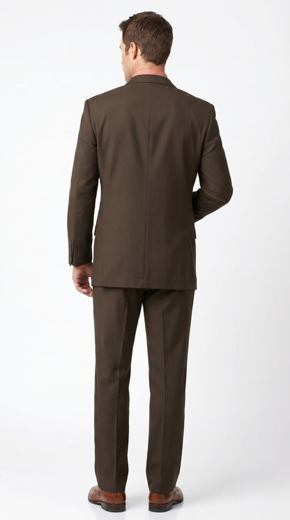 Men’s Chocolate Brown 3 Button Business Suit, Premier Quality Clearance Sale Dress Suit