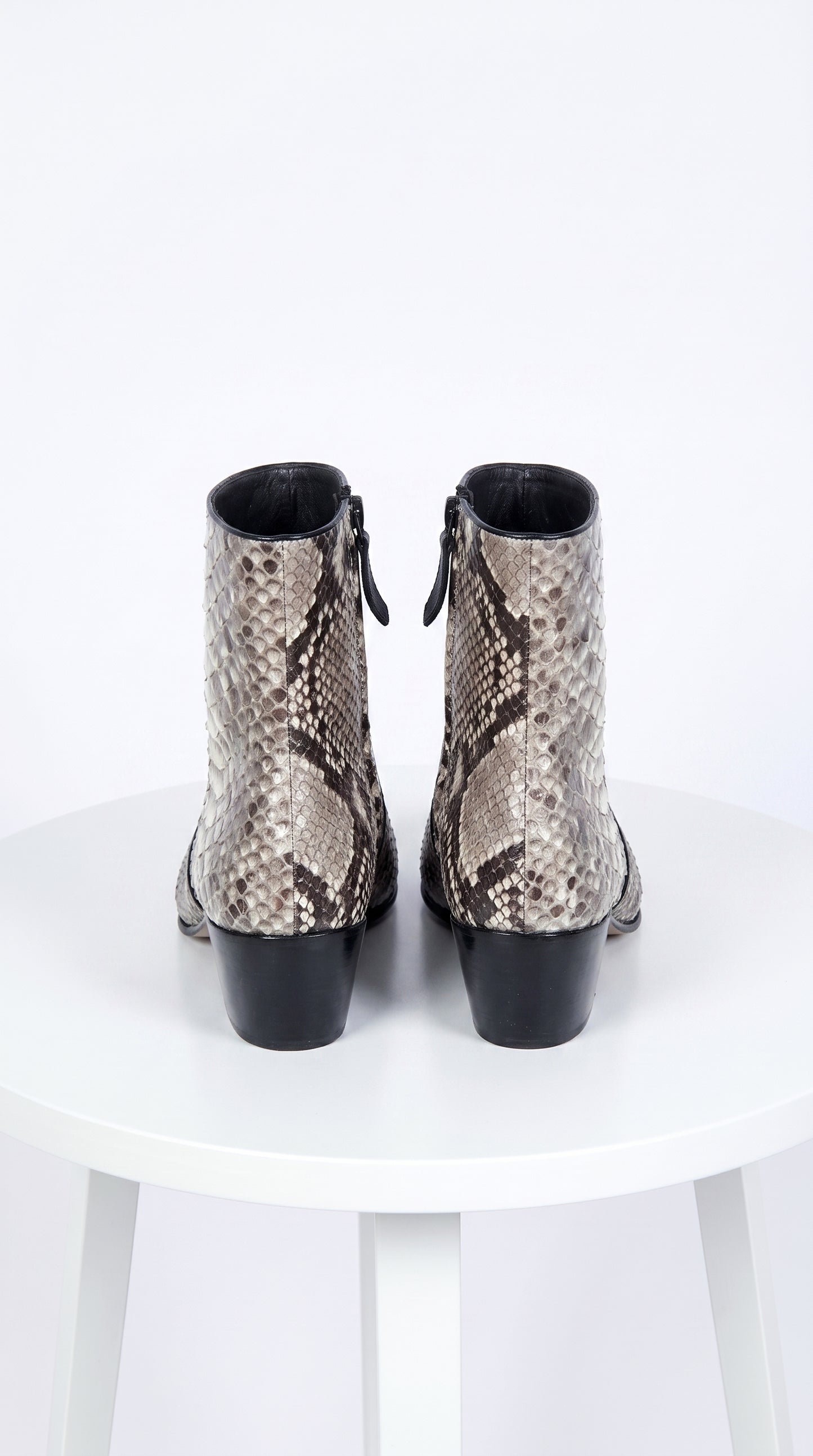 Men’s Natural Python Charro Ankle Boots, Original Full Python Skin LAB Western Dress Boots