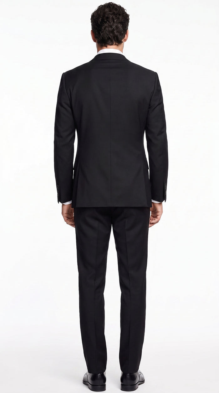 Men’s Black Peak Lapel Suit, Formal Wedding Business Dress Suit