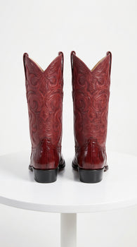 Men’s Burgundy Eel Skin Western Boots, Original Puntal Toe Cowboy Dress Boots