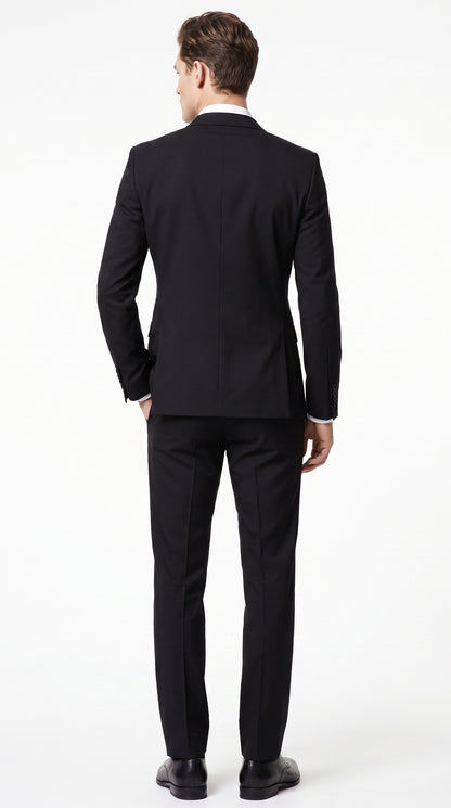 Prontomoda Men’s Solid Black Suit, Formal Wedding Business Dress Suit Modern Fit