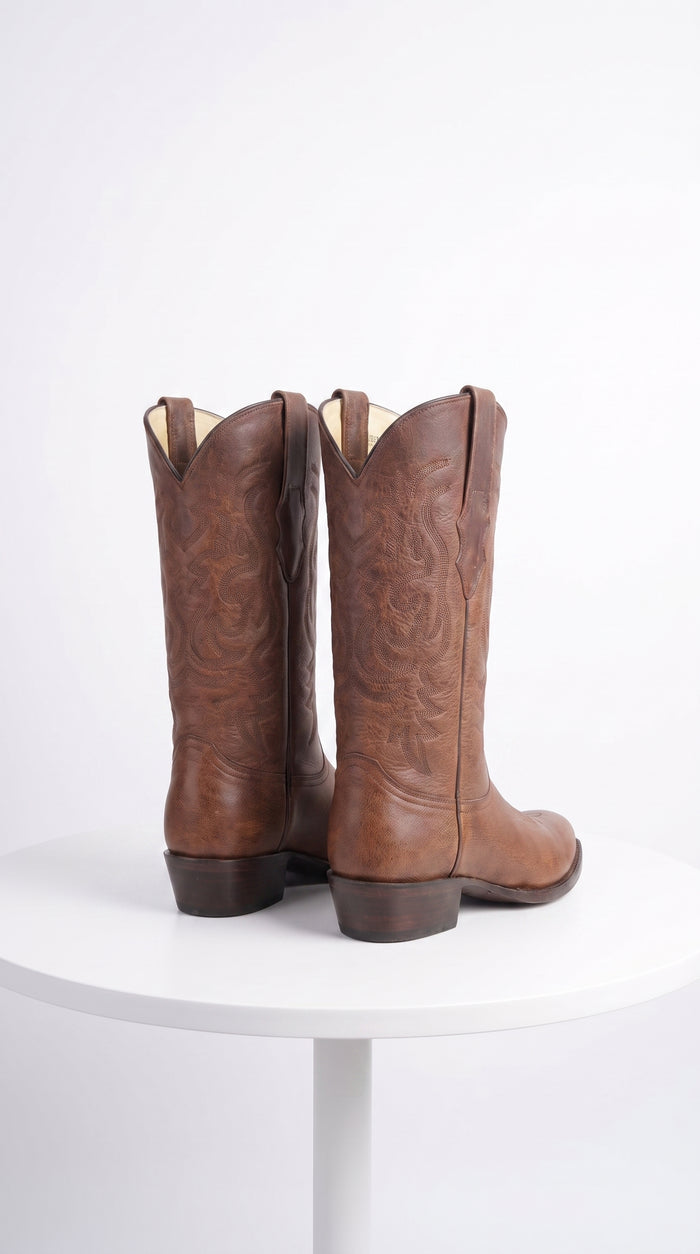 Men’s Brown Cowboy Boots, Classic Western Ranch Boots for Rodeo and Country Wear