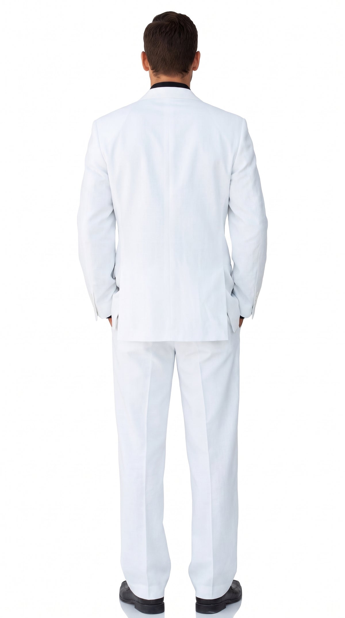Men’s White 2-Button Suit – Classic Two-Piece Formal Suit with Black Shirt Look