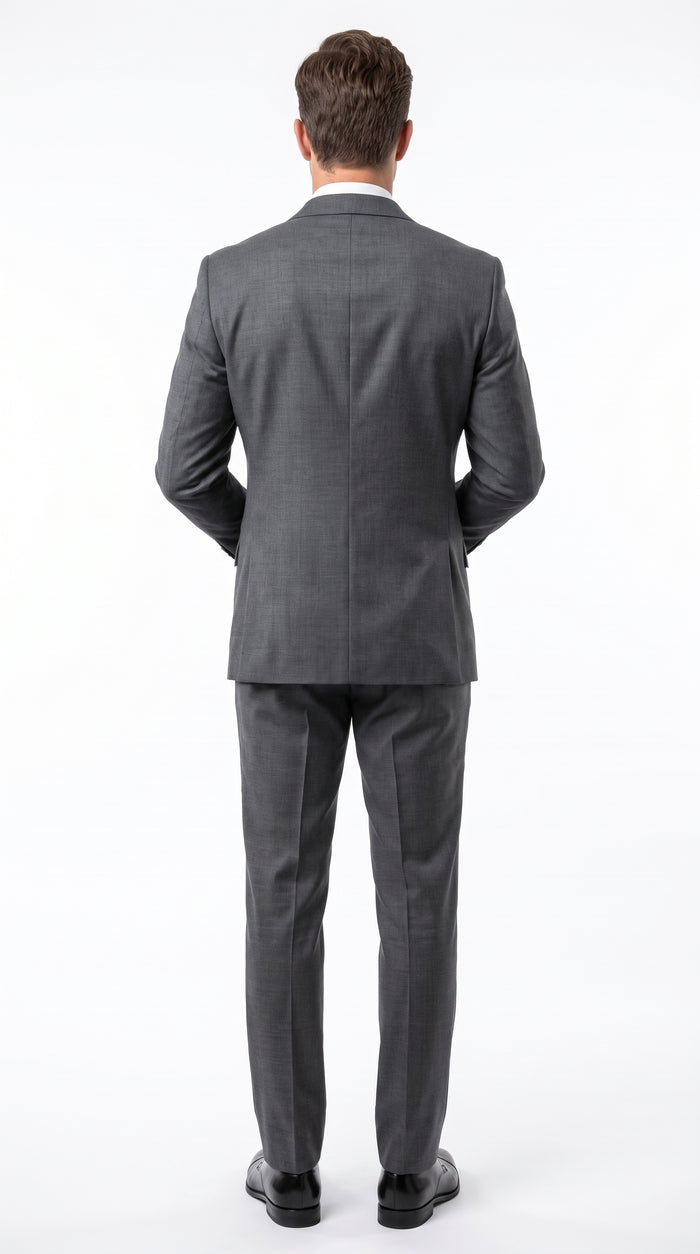 Men’s Grey Double Breasted Suit – 6 Button Classic Fit Formal Business Wedding Suit
