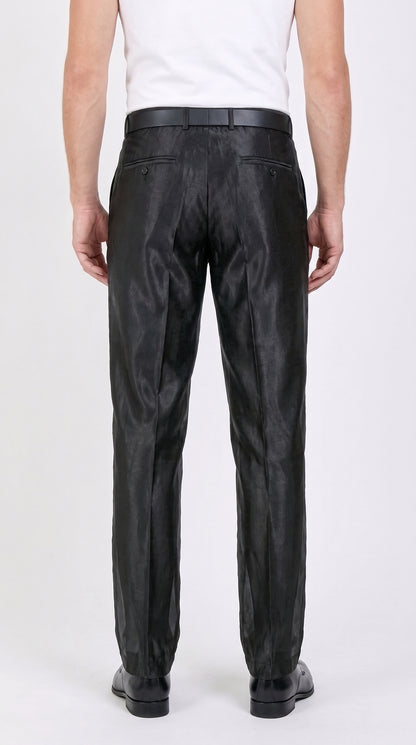 Men’s Black Shiny Sharkskin Dress Pants – Flashy Custom Fit Formal Slacks for Wedding, Prom & Party