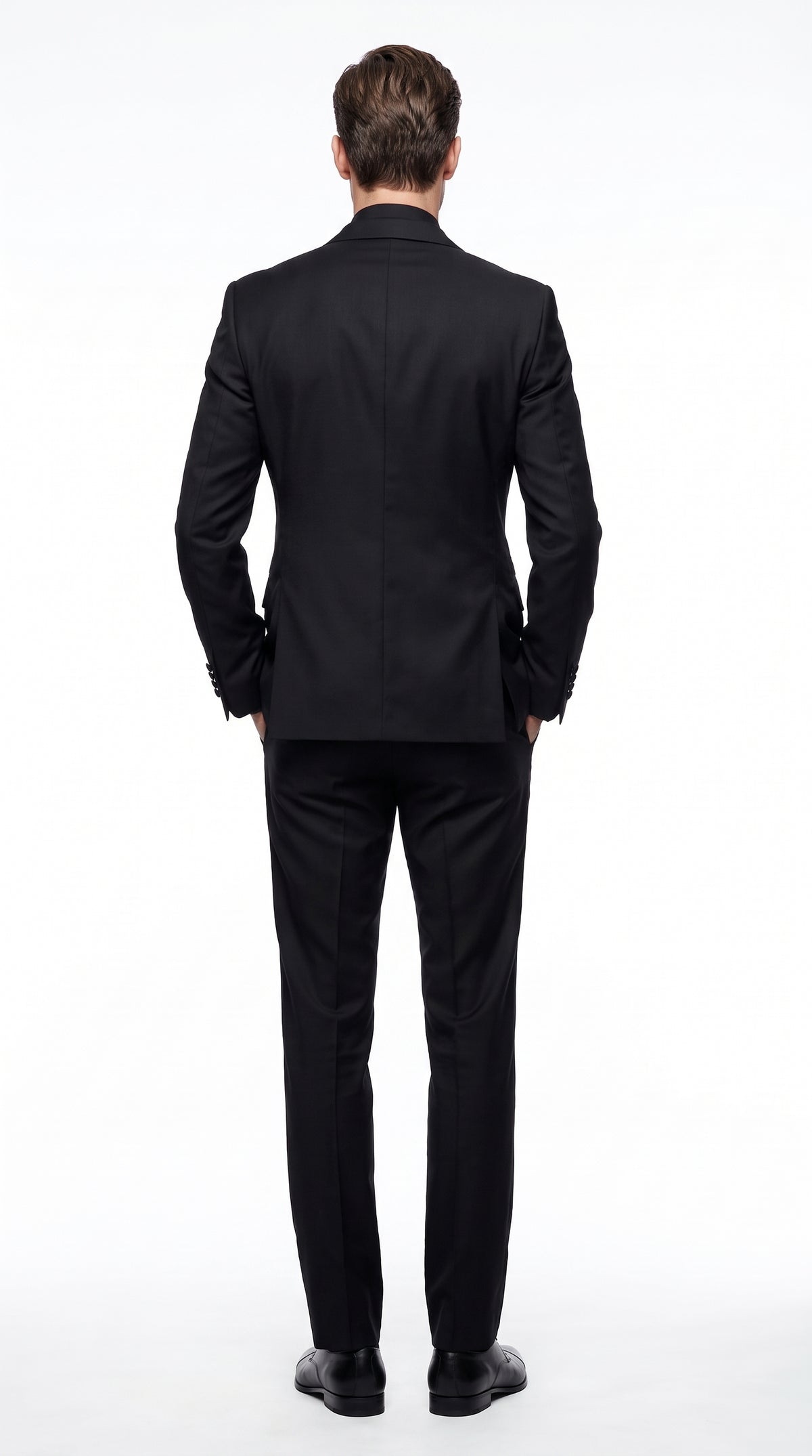 Men’s Black 2-Button Tuxedo Package Deal – Black Dress Shirt & Tie Formal Suit Set