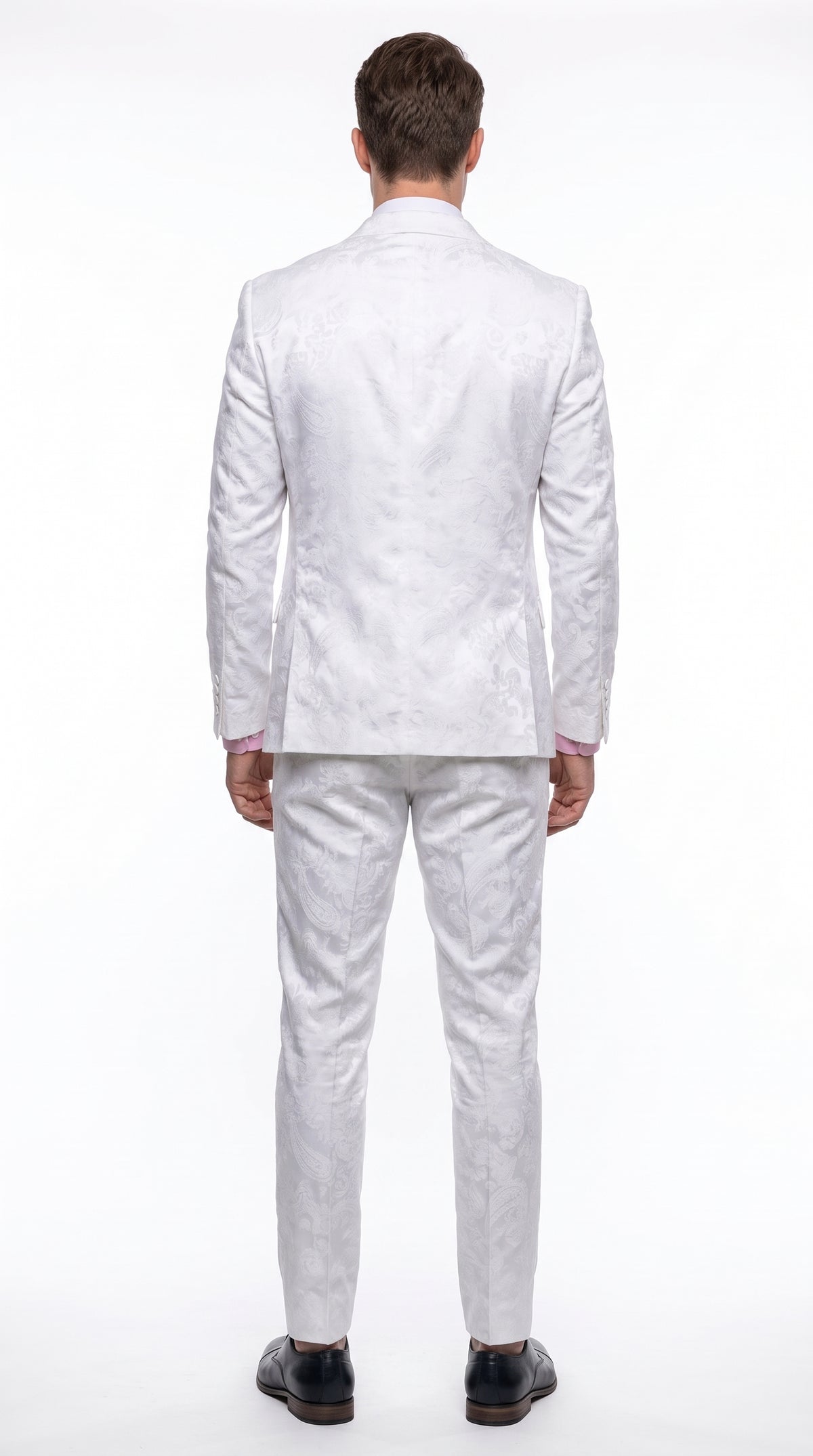 Men’s White Paisley Floral Suit – 2-Piece Wedding, Prom & Party Jacket and Pants