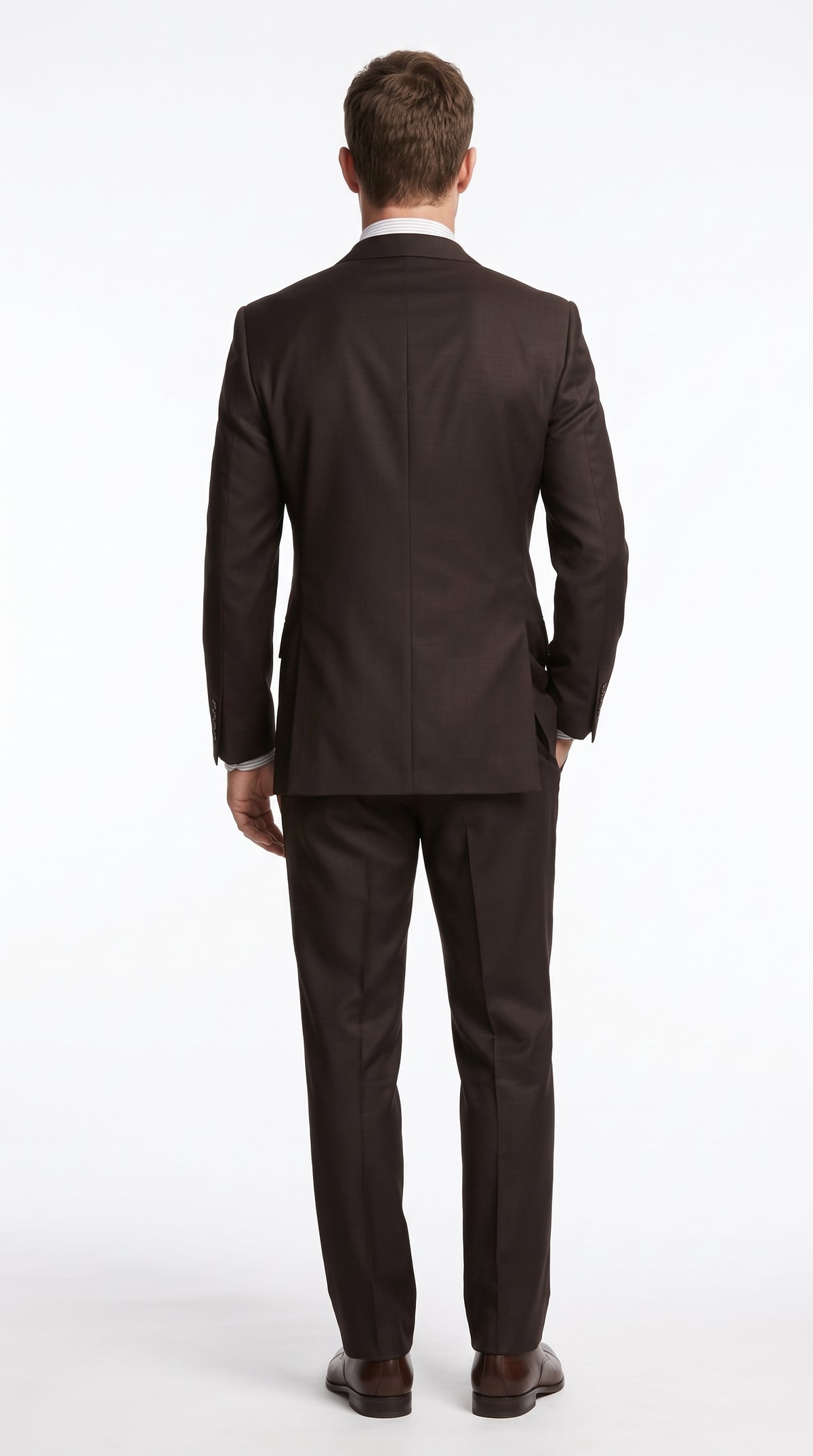 Men’s Brown Super 150s 2 Piece Suit, Classic 2 Button Formal Wedding Business Suit