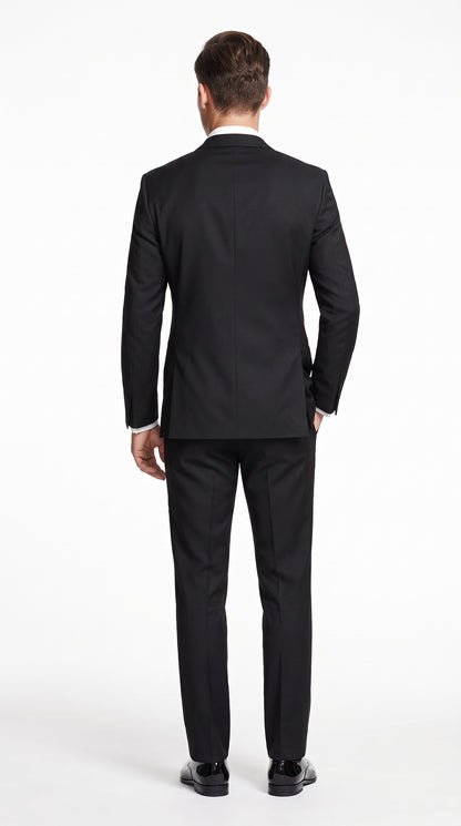 Men's Black Peak Lapel Wedding Tuxedo – Modern Fit Single-Breasted Formal Prom & Groom Tuxedo Suit