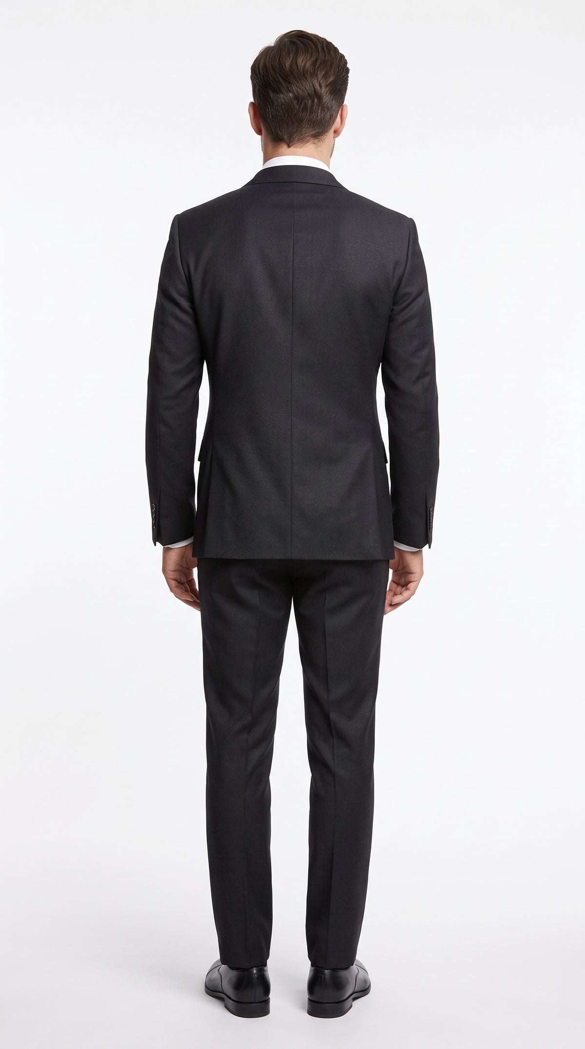 Men's Extra Fine Wool Black Suit – Classic 2 Button Peak Lapel Formal Business & Wedding Suit (Also Available in Dark Navy)