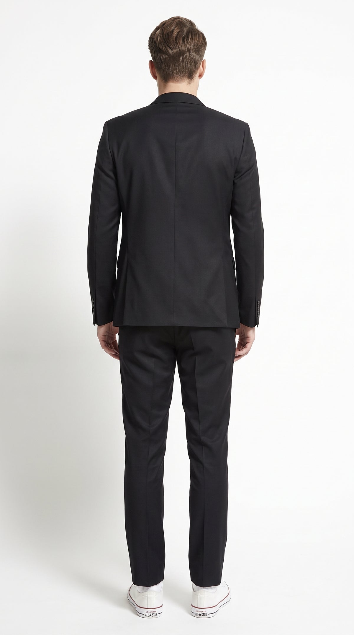 Men's Black Wool Suit – Classic 2 Button Modern Fitted Solid Color Business, Wedding & Formal Suit