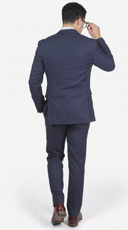 Men's Navy Blue Modern Fit 2-Button Suit – Classic Business, Wedding & Formal Dress Suit with Notch Lapel
