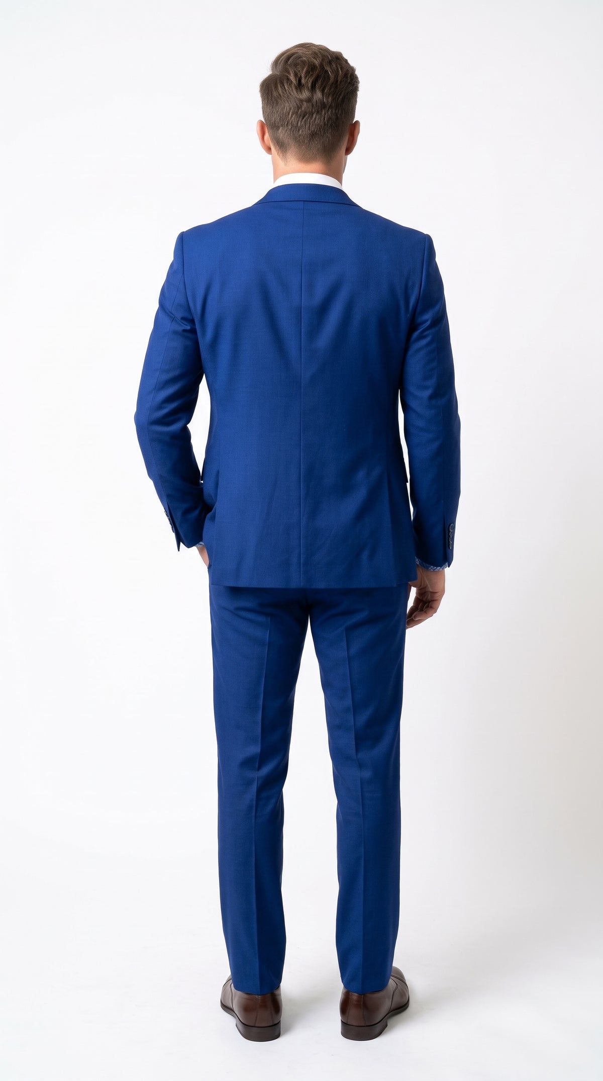 Men’s Royal Blue 3 Piece Vested Suit, 2 Button Peak Lapel Formal Wedding Prom Business Suit