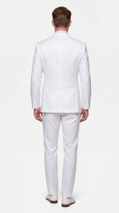 Apollo King Men’s White Double-Breasted Suit – Classic Luxury Wool-Feel Pleated Pants Suit