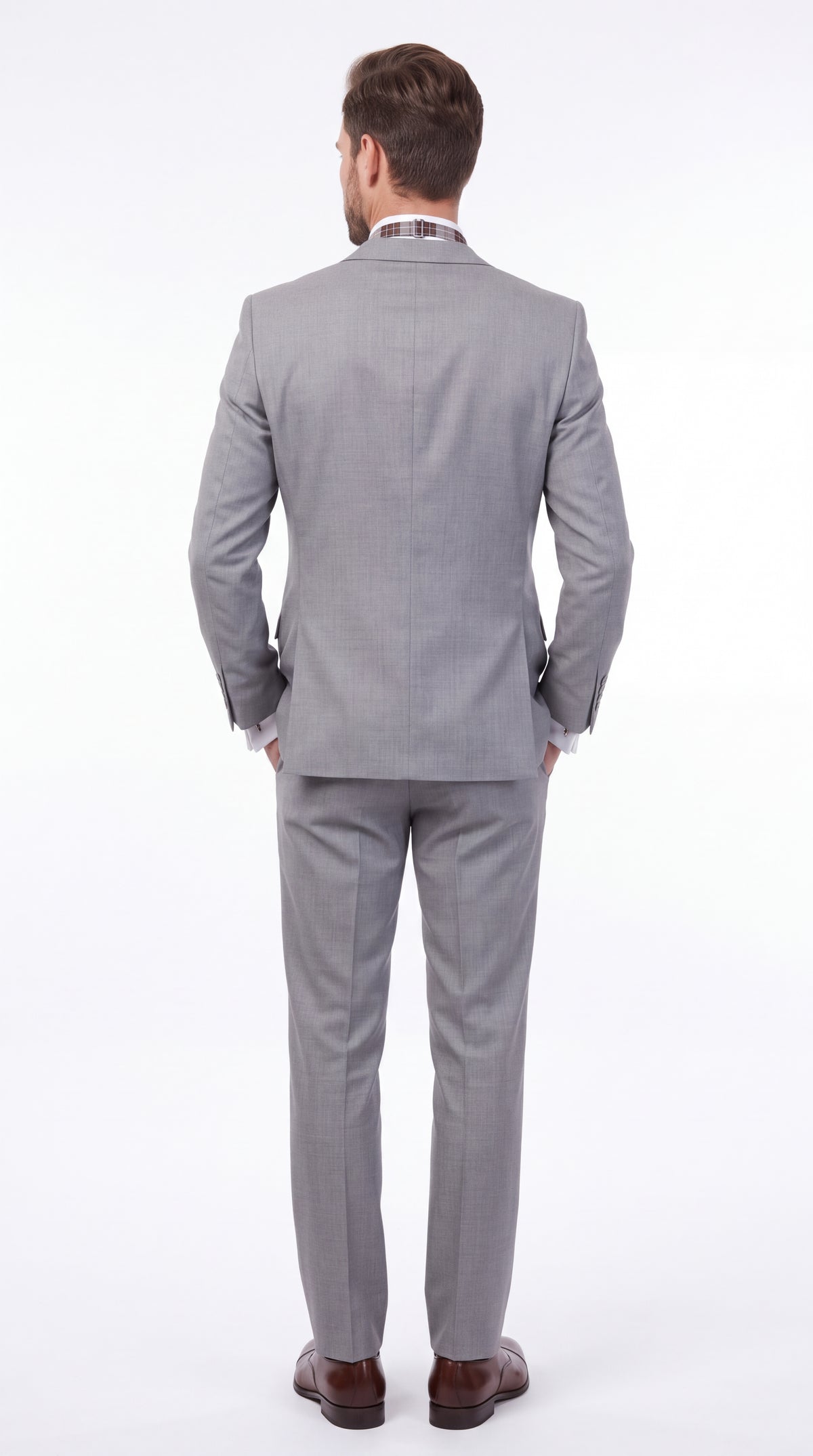 Slim Fit Suit Gray Narrow Lapel LOW VEST Vented European Men'S Slim Fit Suits - Three Piece Suit