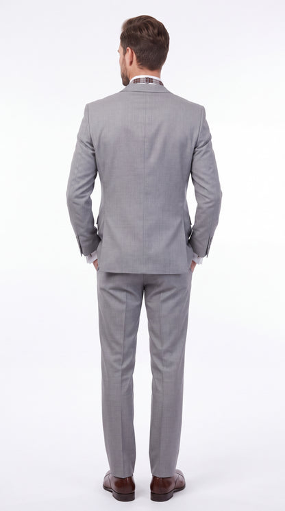 Slim Fit Suit Gray Narrow Lapel LOW VEST Vented European Men'S Slim Fit Suits - Three Piece Suit