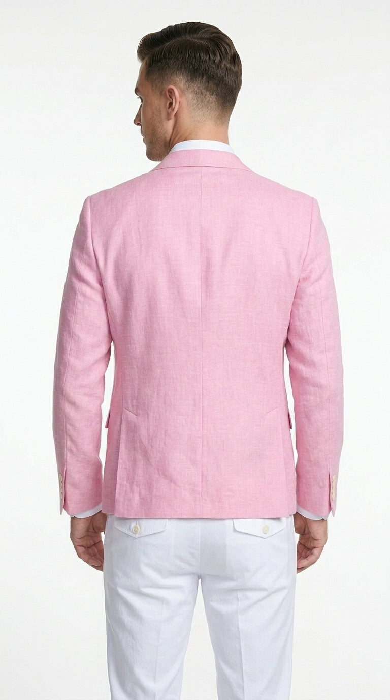 Men’s Pink Lightweight Easter Suit, Jacket and Pants Summer Wedding Prom Dress Suit Set