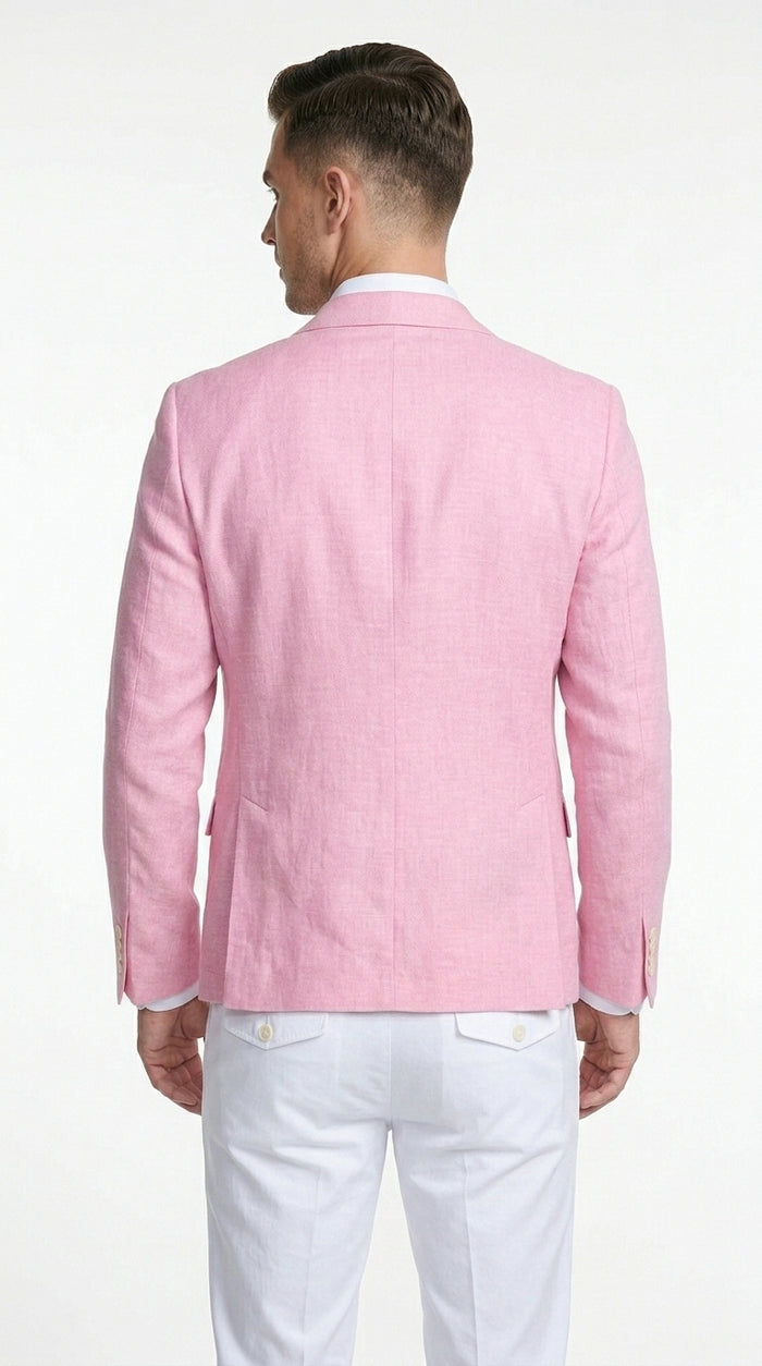 Men’s Pink Lightweight Easter Suit, Jacket and Pants Summer Wedding Prom Dress Suit Set