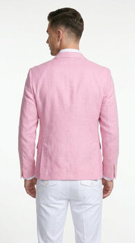 Men’s Pink Lightweight Easter Suit, Jacket and Pants Summer Wedding Prom Dress Suit Set