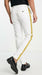Men’s White Tuxedo Pants with Gold Sateen Side Stripe – Formal Dress Pants for Wedding and Prom