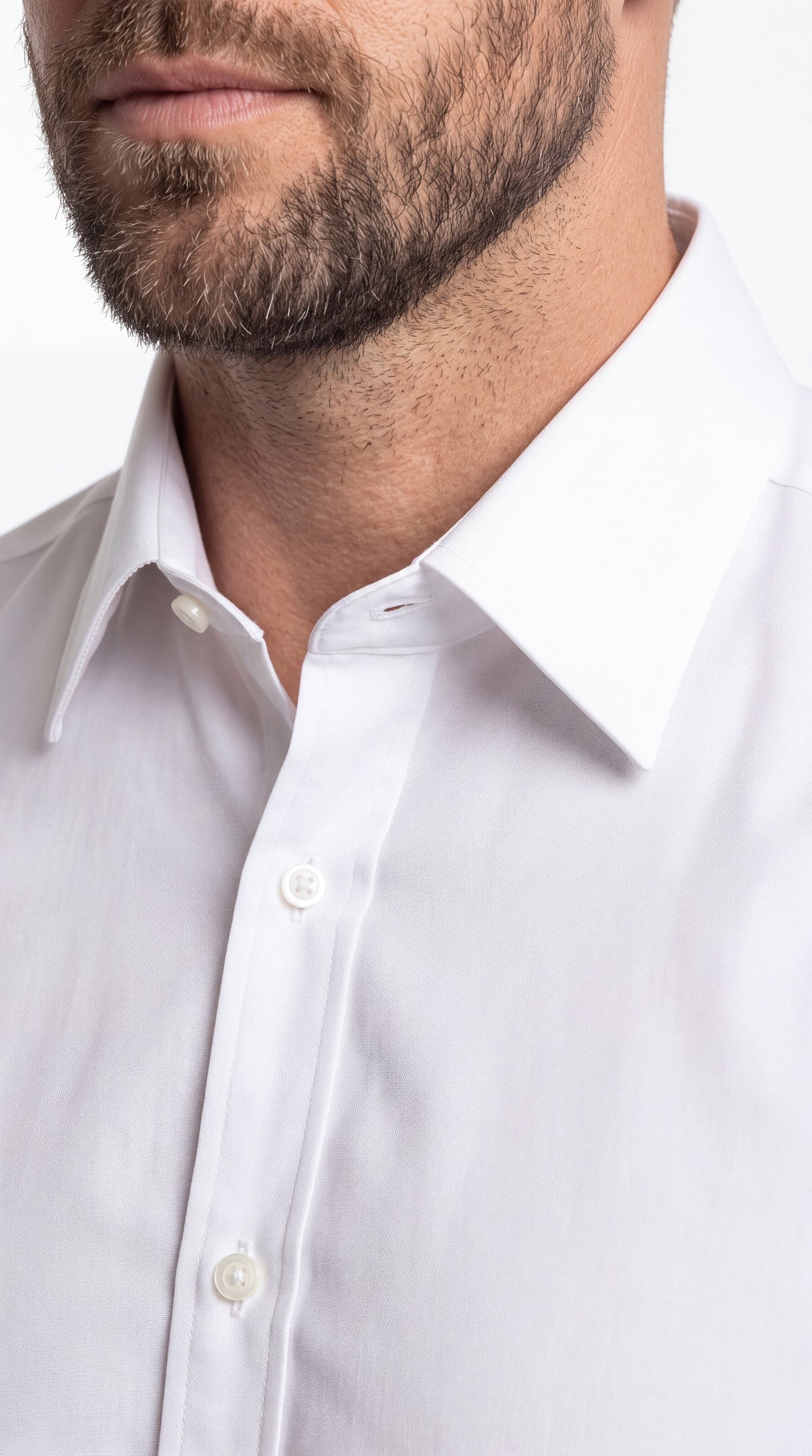 Men’s White Cotton Blend Dress Shirt – Convertible Cuffs Formal Long Sleeve Shirt