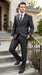 Men’s Vitali Black Sharkskin 2 Button Suit, Formal Wedding Business Dress Suit Set