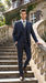 Men’s 1920s Gangster Dark Blue Bold Pinstripe 3 Piece Suit, Vested Fashion Suit with Pleated Pants