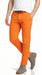 Men’s Orange Dress Pants with Flat Front, Smart Casual Formal Trousers