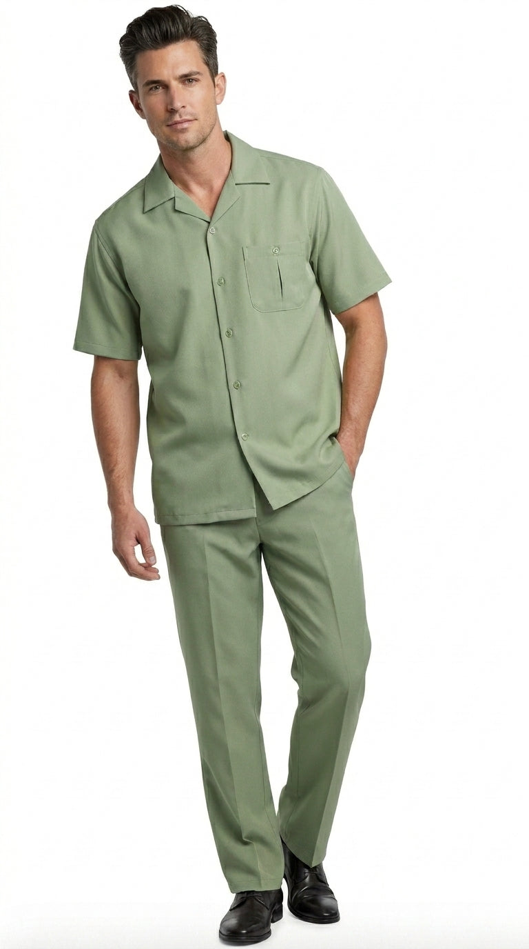 Men’s Mint Big and Tall Walking Suit with Short Sleeve Shirt and Matching Pants