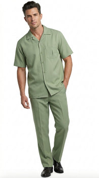 Men’s Mint Big and Tall Walking Suit with Short Sleeve Shirt and Matching Pants