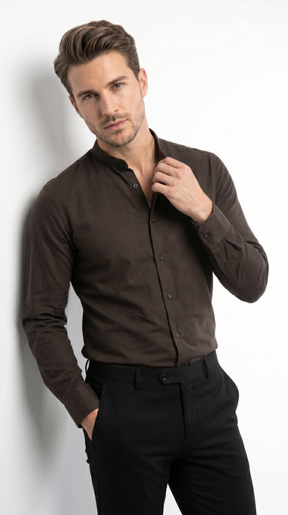 Mandarin Collarless Nehru Collar Preacher Round Style Multi-color Men's Dress Shirt - SG01