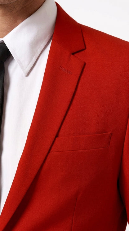 Men's Red Wool Suit Separates – Mix and Match 2-Piece Suit, Classic Two-Button Formal & Wedding Suit for Men