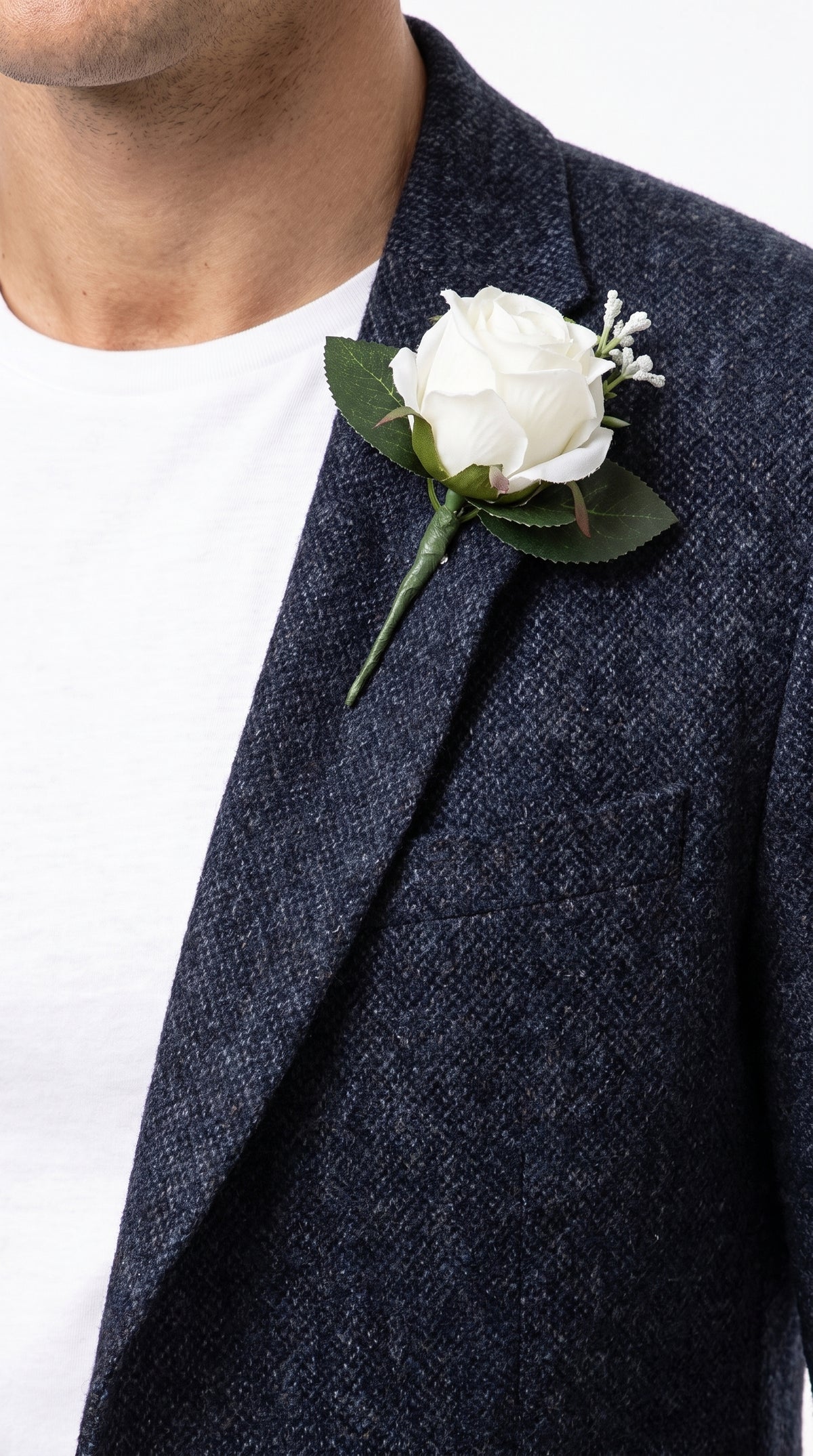 Men’s Navy Herringbone Tweed Blazer – Classic Two Button Sport Coat for Weddings, Business & Smart Casual Wear